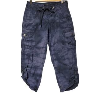 Y2K Blue‎ Tie Dye Cargo Pants Roll Tab Hem Cropped Outdoors Hiking gorpcore